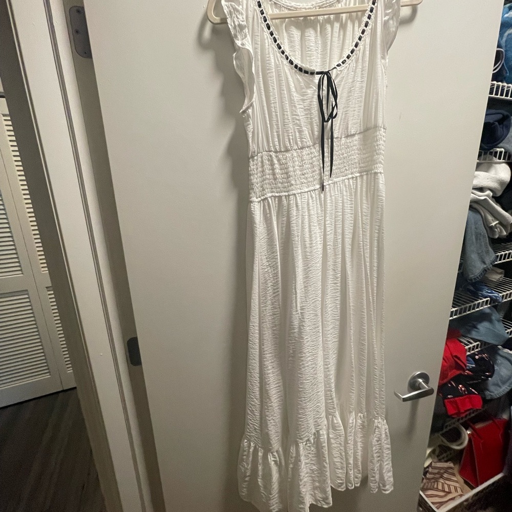 Chic White Maxi Dress with Black Accents